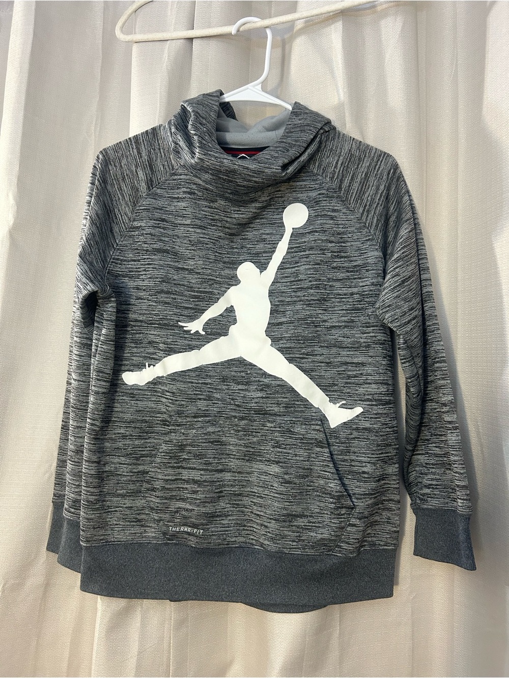Jordan Boys Therma-FIT Jumpman Pullover Hoodie Gray Space Dye Size XL